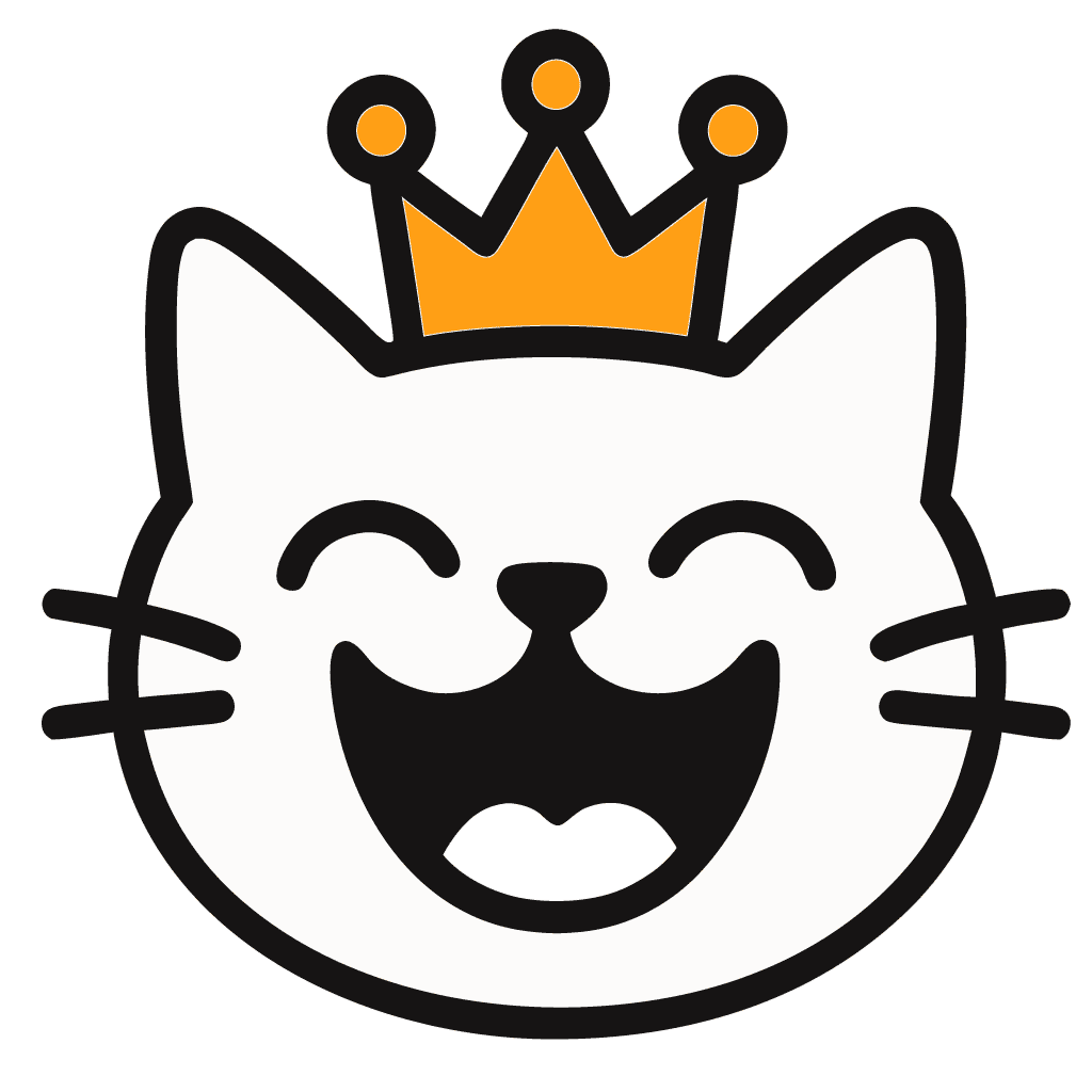 Cat smiling with crown vector graphic
